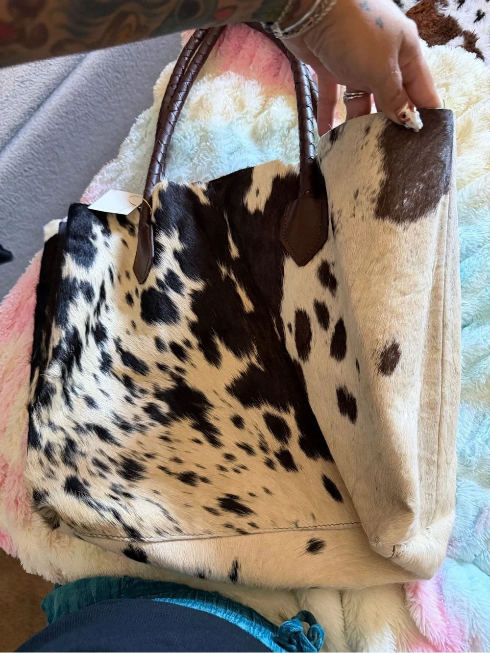 Leather Cow Hide Tote